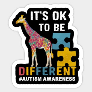 Autism Awareness Cute Giraffe Animal Its Ok To Be Different Sticker